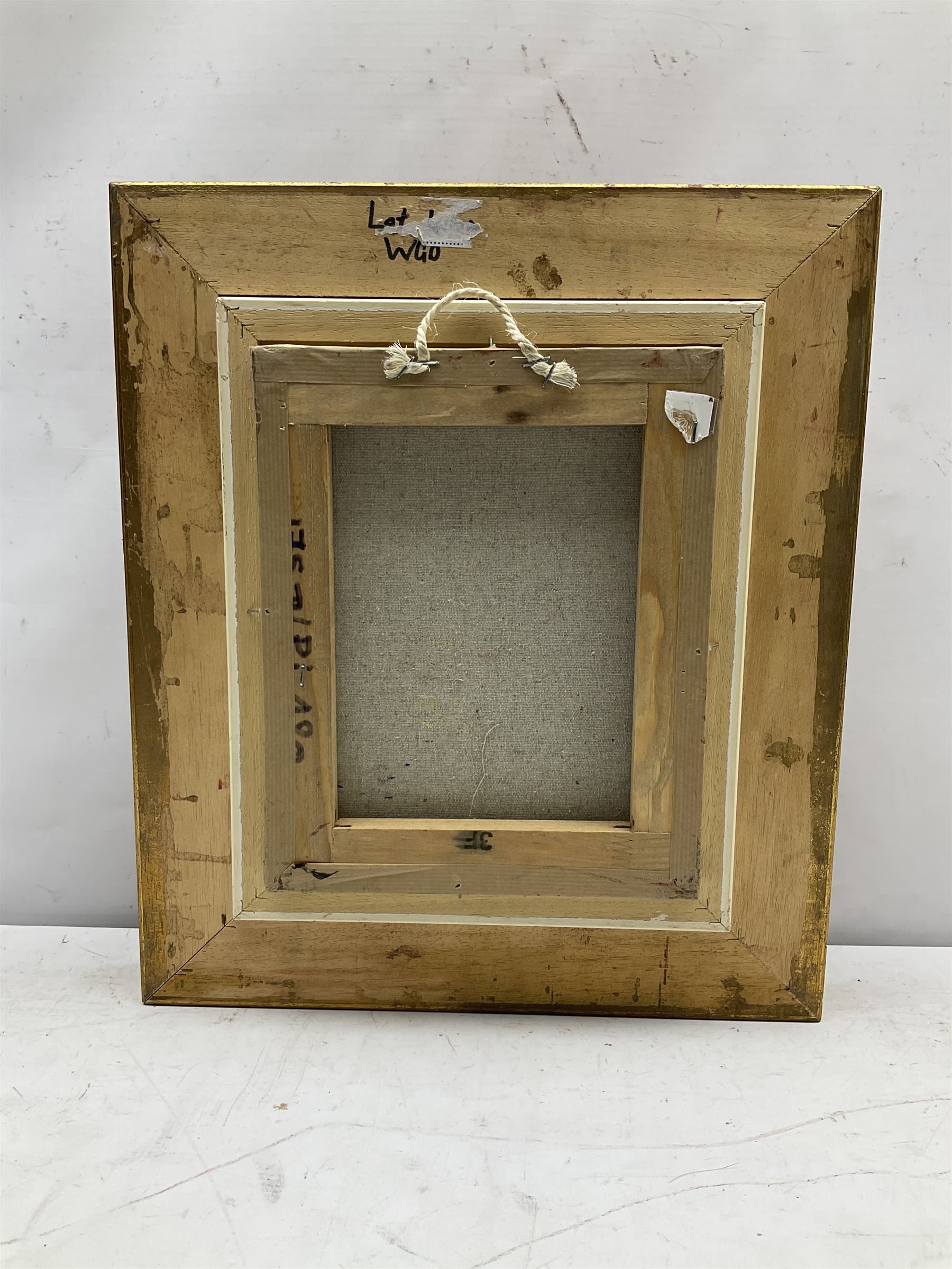 Hendrick Vader (Dutch 1928-1997): Figures and Boats on the Shoreline, oil on canvas signed 26cm x 20cm