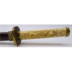 20th century Japanese reproduction Wakizashi type sword with scabbard, blade 45cm   