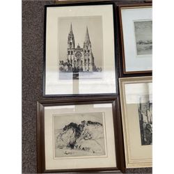 Collection of etchings, artists including Frank Short, Leonard Russell Squirrell, Malcolm Osbourne, Alfred Bentley, Samuel Chamberlain, Sidney Tushingham, Hedley Fitton, etc (16)