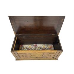 Mid-to-late 20th century panelled oak blanket box