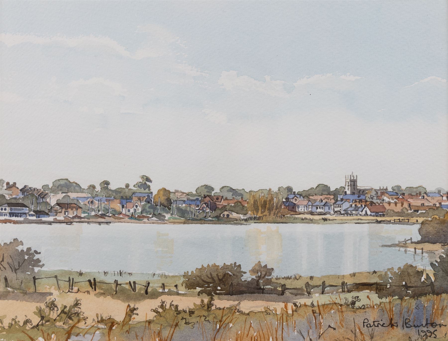 Patrick Austin Burton (British 1930-2009): A View of Hornsea Mere and The Old Cross, pair of watercolours signed and dated 1995, 18cm x 24cm (2)
