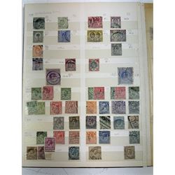 Great British stamps, including Queen Victoria penny black with red MX cancel, imperf and perf penny reds, two penny blues, King George V seahorses, Queen Elizabeth II issues etc, housed in a blue stockbook