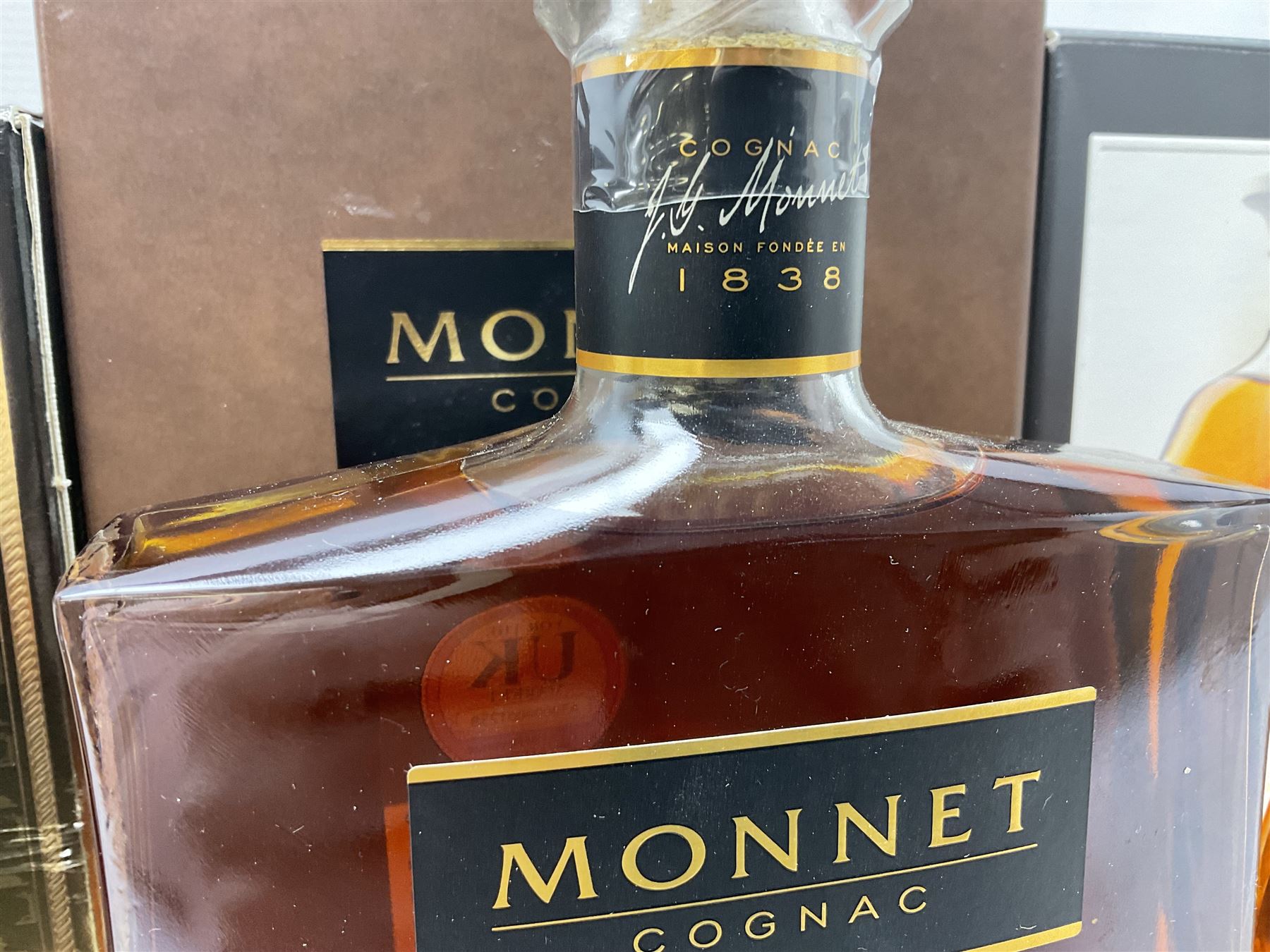 Hennessy, fine de cognac, 70cl, 40% vol, Monnet, Xo prestige cognac, 70cl, 40% proof and Hine Antique, Tres Vieille champagne cognac, 68cl, 40% vol, all with original boxes 