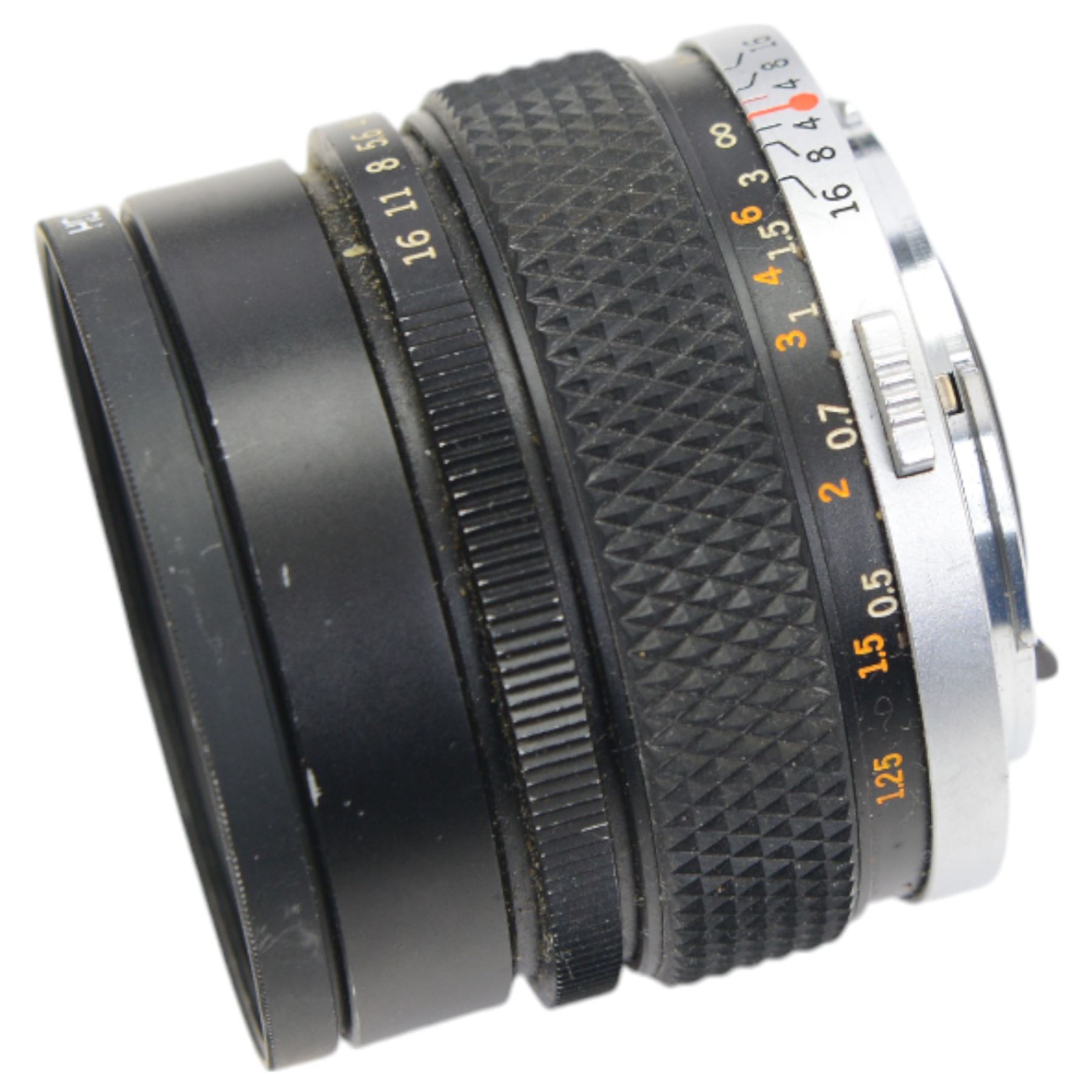 Olympus OM-4 T camera body serial no. 1126911, with two Olympus OM-System Zuiko MC Auto-S lenses, one 1:1.54 f=50mm, the other 1:1.8 f=50mm, an Auto-W 35mm 1:2 lens, Olympus OM winder 2, flash and other accessories, in a Tamrac carry case 