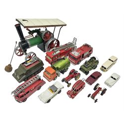 Mamod steam engine, together with other die cast cars etc