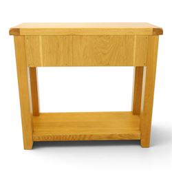 Oak Furnitureland - Contemporary solid oak console table, fitted with two drawers and full length under tier
