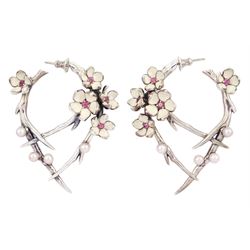 Shaun Leane pair of silver cream enamel,