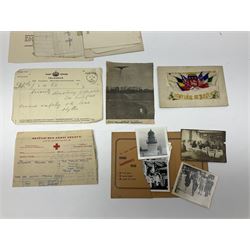 Manuscript letter from Dambuster 'Johnnie' Johnson replying to a request for his autograph; five Battle of Britain signed photographs; VC & GC Association 1969 Xmas card signed by Victor Turner; WW2 bomb (?) parachute; and other WW2 and later paper ephemera ec
