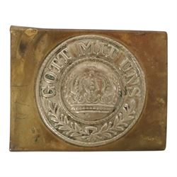WWI German Prussian brass belt buckle, embossed with a crown, H5cm