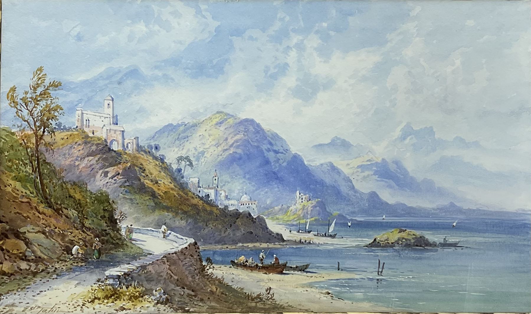 Edwin St. John RBA (British 1878-1961): North Italian Lake scenes, pair watercolours signed 30cm x 50cm (2)