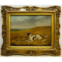 James Barenger Jnr. (British 1780-1831): Spaniel in Upland Landscape, oil on canvas signed and dated 1823, 23cm x 30.5cm
Provenance: with John Mathieson & Co. Edinburgh, label verso  