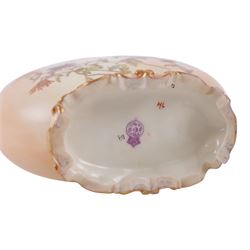 Royal Worcester Blush Ivory Moon Flask, decorated with floral sprigs, with gilt handles, puce mark beneath, H22cm