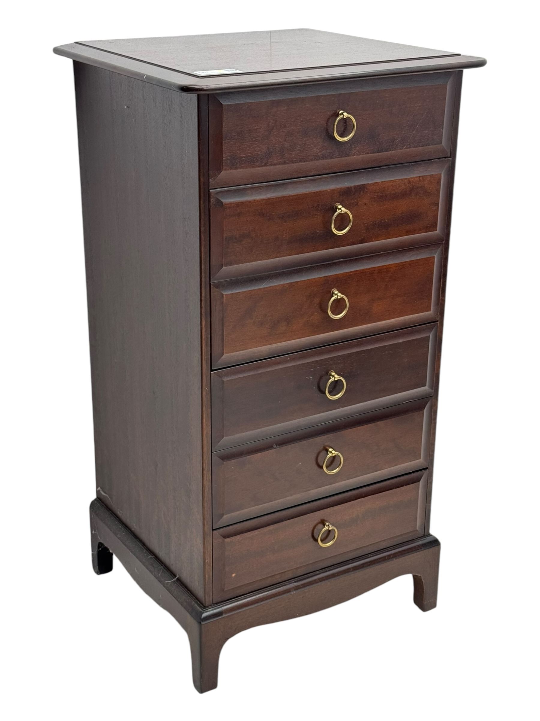 Stag Minstrel - narrow mahogany pedestal chest, fitted with six drawers