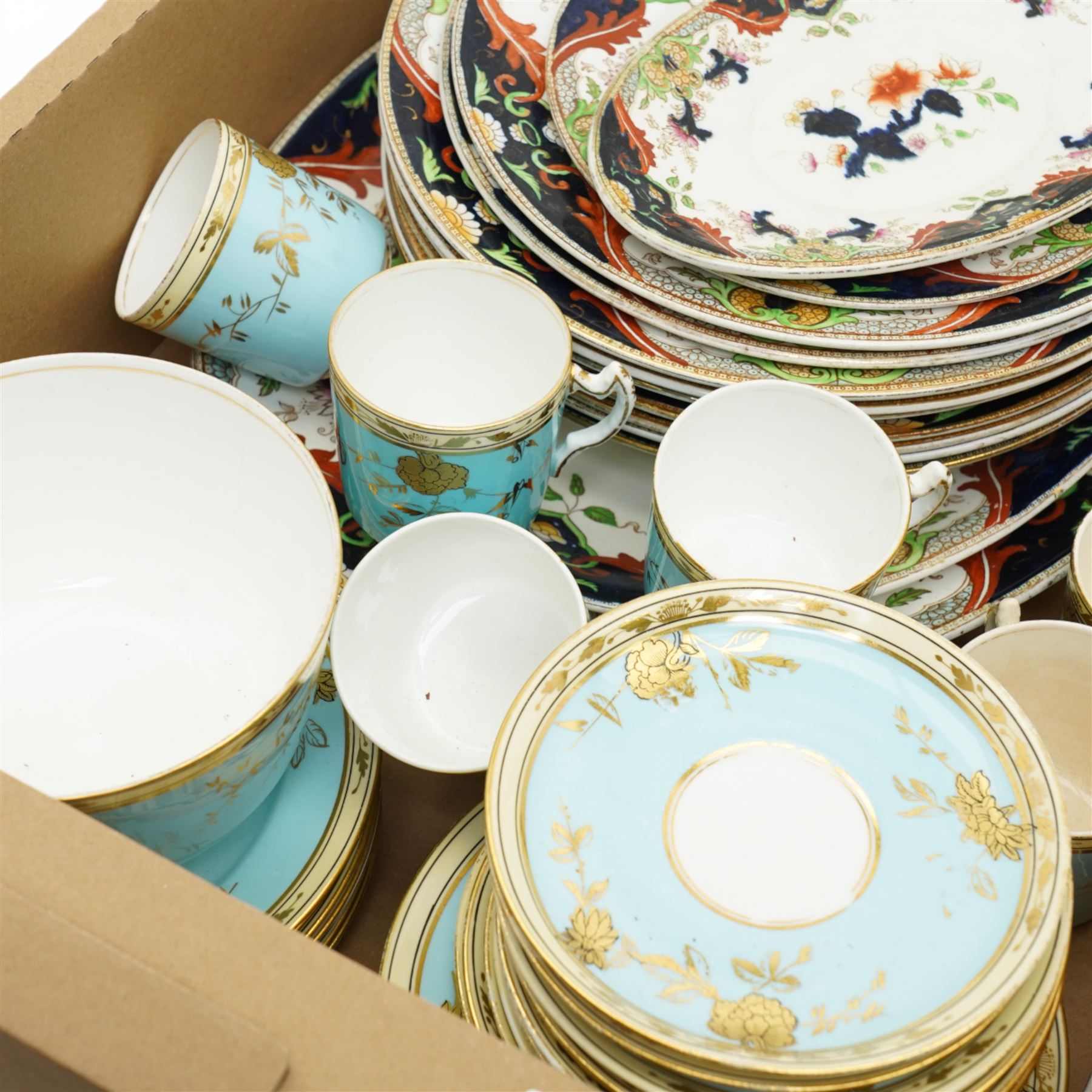 Victorian turquoise ground part tea set, part Doulton Matsumai pattern dinner service and other dinner ware