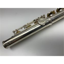 Yamaha 211, silver plated three-piece flute, serial no.844200; in fitted case with cleaning rod