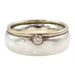 Boodles and Dunthorne 14ct gold and silver single stone bezel set round brilliant cut diamond ring, hallmarked B&D, London 1998