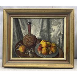 Attrib. Konrad Cramer (American 1888-1963): Still Life of Apples and Walnuts, oil on board signed 33cm x 43cm 