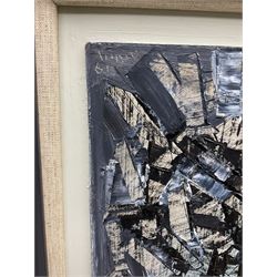 Roy Turner Durrant (British 1925-1998): 'Composition Blue', oil on board signed and dated '61, titled verso 30cm x 16.5cm 
Provenance: private collection, purchased Peter Wilson 27th November 2013 Lot 548