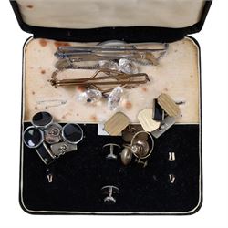 Collection of costume jewellery, including brooches and beaded necklaces, together with wristwatches including Vivela, Accurist and Delma examples, Ingersoll Triumph pocket watch etc