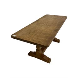 Yorkshire oak - rectangular adzed oak coffee table by Colin Almack (Beaverman), unsigned