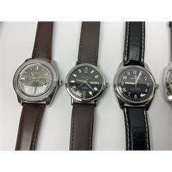 Eight manual wind wristwatches including Lonstar Exective, Ruhla, Josmar alarm, Seiko, Caravelle, Genova De Luxe, Sandoz and Gradus