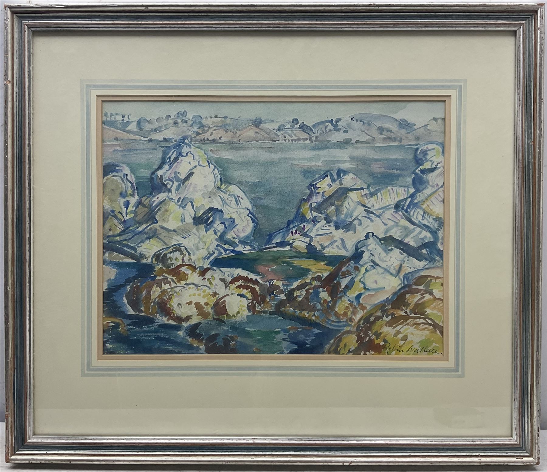 Robin Wallace (British 1897-1952): Impressionist Rocky Coastal Landscape, watercolour signed 29cm x 40cm