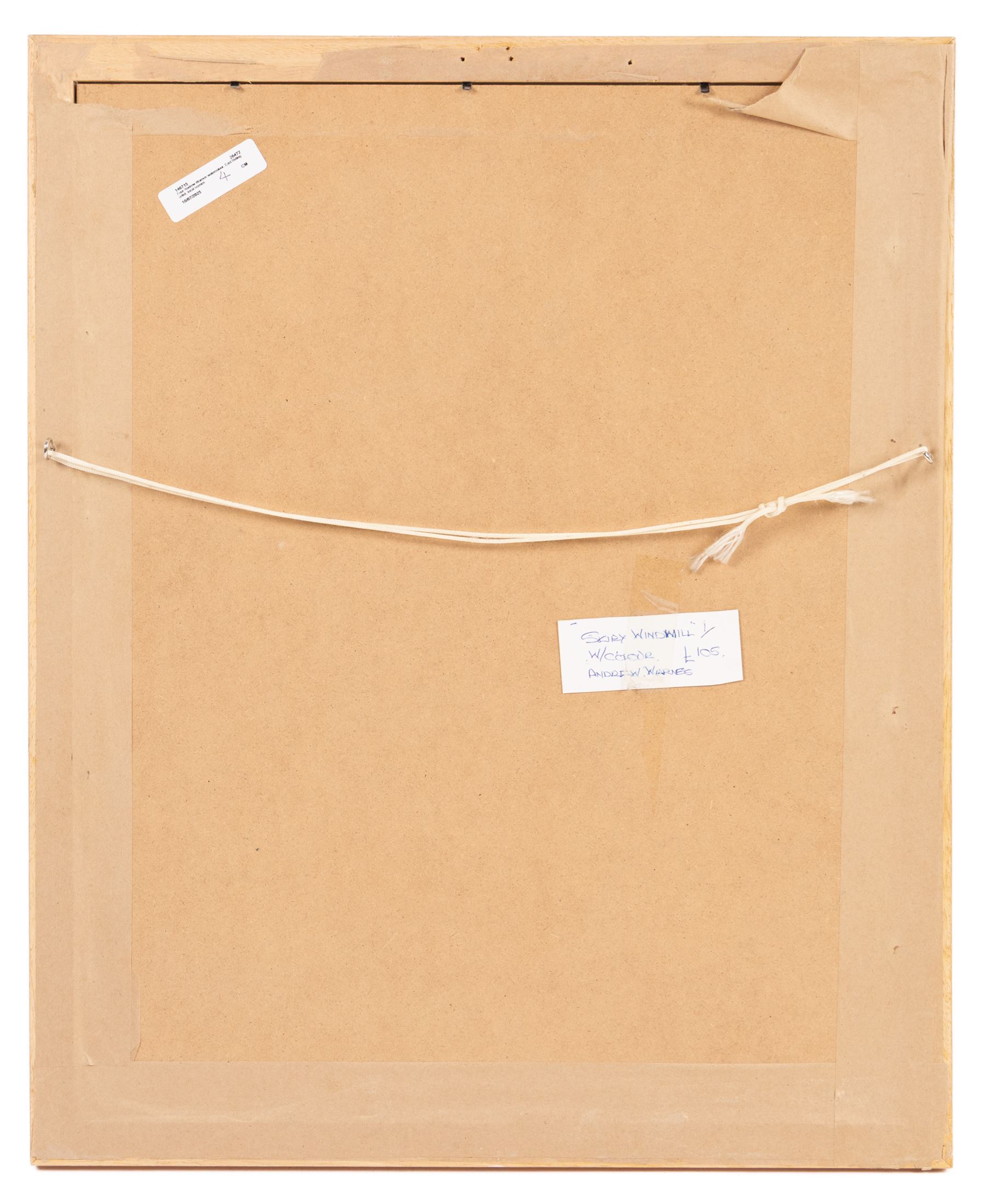 Andrew Warnes (East Riding 20th Century): 'Skidby Windmill' 'Burton Agnes Church' 'River Derwent' and another, set of four watercolours signed, mostly titled verso max 35cm x 25cm (4)