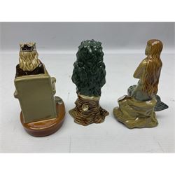 Nine Wade Collectables figures, comprising six Myths and Legends; King Canute, Mermaid, St George, Cornish Tin Mine Pixie, Puck and Green man, together with Lamb, Elephant and bear, a Wade Panda money box and two boxes of Wade Christmas Crackers