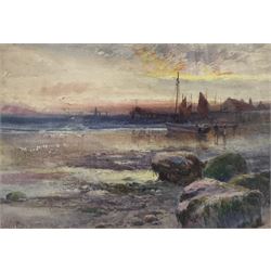 William Gilbert Foster (Staithes Group 1855-1906): Bringing in the Days Catch, watercolour signed 26cm x 38cm 