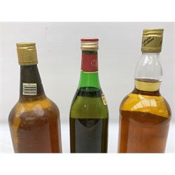 Mixed alcohol including, Carte Noire Cellien des Dauphins 1990 red wine, 75cl 13.5% vol, Dujardin Golden Keys blended grape brandy, contents and unknown proof, Special Reserve fine Scotch whisky, 1l, 43% vol and two others of various contents and proof 