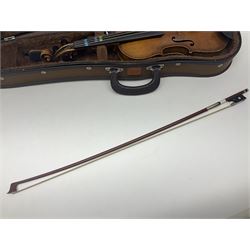 Early 20th century French half-size violin with 31cm two-piece maple back and ribs and spruce top L51cm overall; in later fitted carrying case with bow