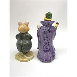 A Beswick Arab Xayal Connoisseur Horse in matt brown, upon a wooden base, together with two Royal Doulton figures, Mystic Bunnykins, and Dusty Dogwood. (3). 