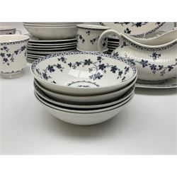 Royal Doulton Yorktown pattern part tea and dinner service, to include ten dinner plates, nine side plates, eight soup bowls, nine teacups and saucers, sauce boat and saucers etc (90)