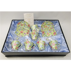  James Kent Hydrangea pattern limited edition six piece tea set to commemorate 100 years of James Kent Ltd, in fitted box. no. 144/ 250   