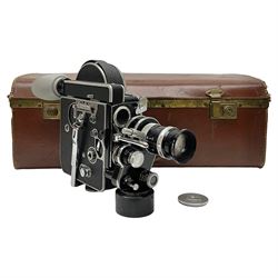 Paillard Bolex H8 RX cine camera body, serial no.195008, with 'Kern Paillard Vario Switar 36EE 1:1,9 f=8/36mm H8 RX' lens, serial no. 955497, in fitted leather carrying case  