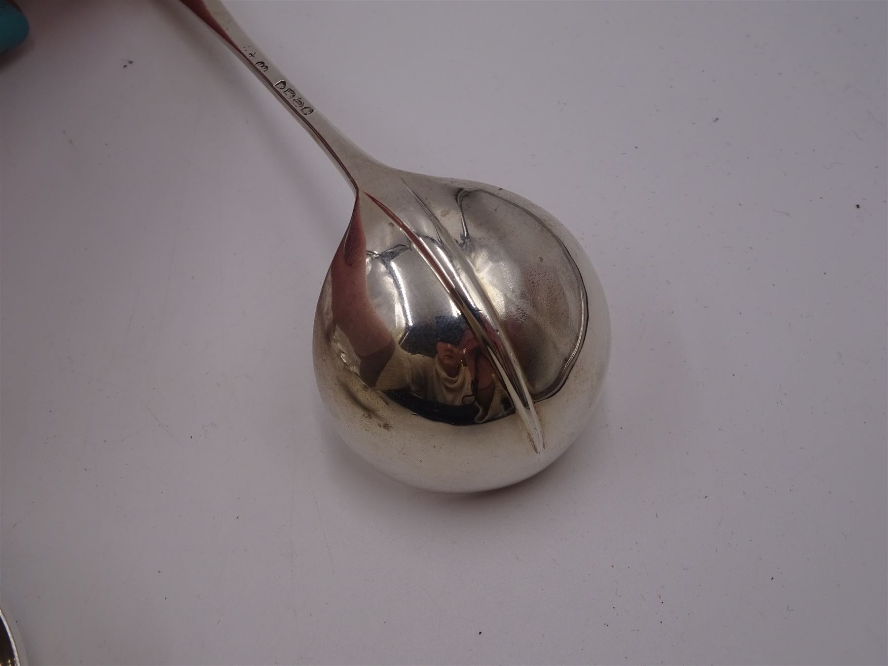 Collection of six Victorian silver sauce/toddy ladles, to include Hanoverian pattern ladle, with rattail bowl and curved handle,  hallmarked Henry Holland, London 1879, pair of Fiddle pattern sauce ladles, each with engraved initial to terminal, hallmarked William Robert Smily, London 1848 and a Queens pattern sauce ladle, hallmarked Samuel Hayne & Dudley Cater, London 1845 etc