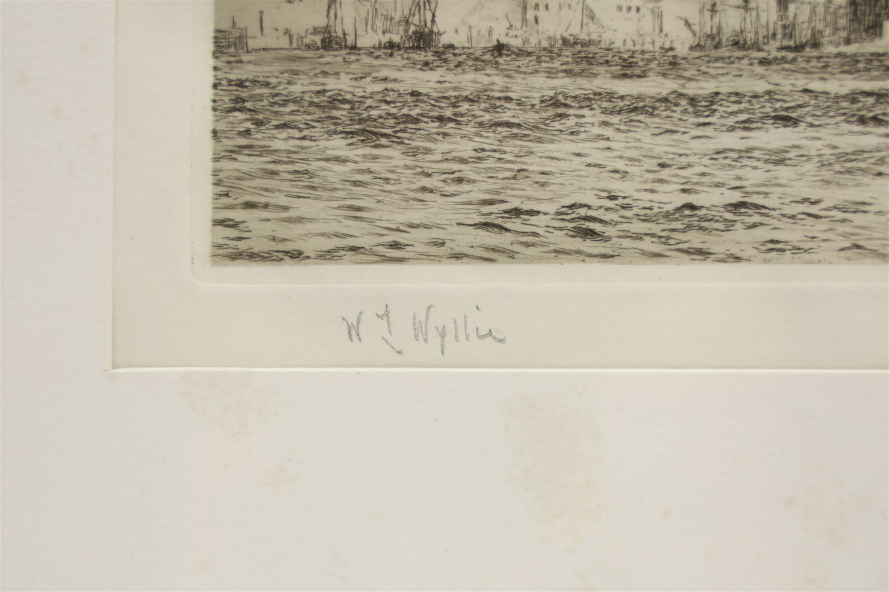 William Lionel Wyllie RA RWS (British 1851-1931): HMS Victory in Portsmouth Harbour, drypoint etching signed in pencil 21cm x 48.5cm