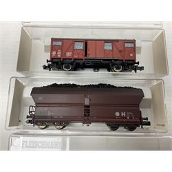 Fleischmann 'N' gauge - thirteen goods wagons Nos.8202K, 8207, 8230, 8234, 8282, 8320, 8327K, 8330, 8343K, 8517K, 868523K, 852402K & 852403K; all boxed (13)