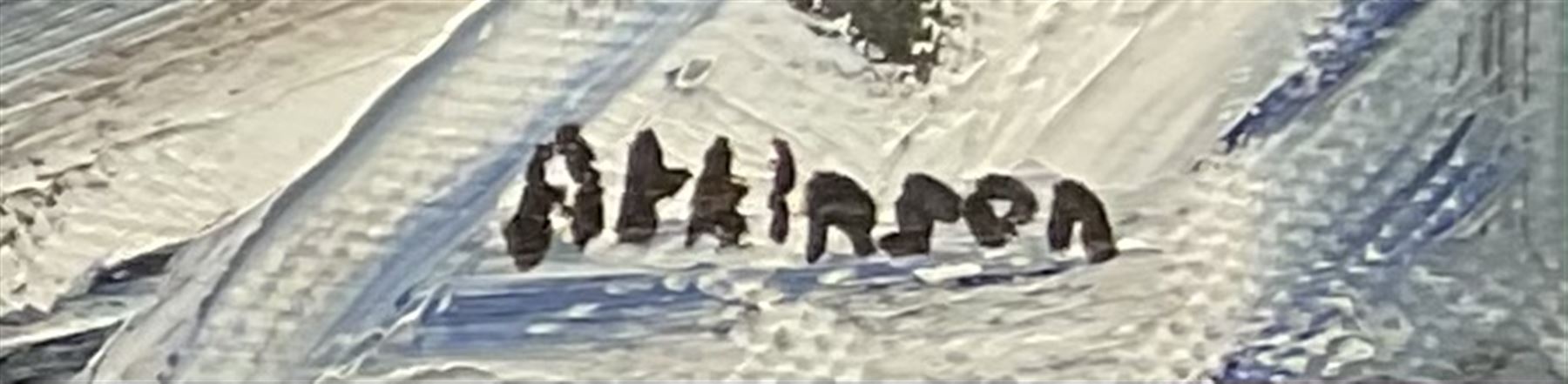 Sue Atkinson (British 1949-): 'September Fishing, Runswick Bay', oil on canvas signed, titled verso 39cm x 39cm 
Provenance: with Walker Galleries Harrogate, label verso