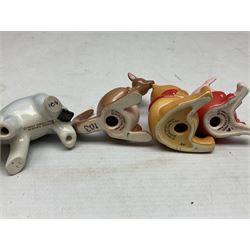 Set of eight Winnie the Pooh Beswick figures, comprising Christopher Robin, Winnie the Pooh, Tigger, Piglet, Rabbit, Eeyore, Owl and Kanger, six with original boxes, tallest H12cm  