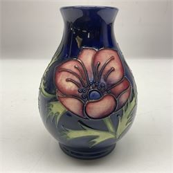Moorcroft vase of baluster form, in Anemone pattern, with printed mark beneath, H14cm