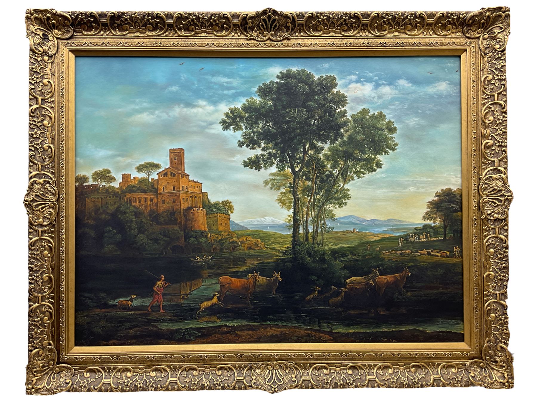 After Claude Lorrain (British 1600-1682): 'Landscape with the Voyage of Jacob', oil on canvas unsigned 67cm x 90cm