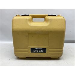 Topcon land surveying equipment - GTS 226 Electronic Total Station, serial no.UN4962; in carrying case with charger and spare battery; together with Leica tripod (2)