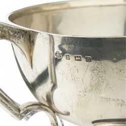  'Bramham Moor Hunt Point to Point Steeplechases' - A two handled silver cup presented by H.R.H. The Princess Royal on ebonised plinth D23cm x H23cm excluding plinth, Birmingham 1931 Maker William Hutton & Sons Ltd