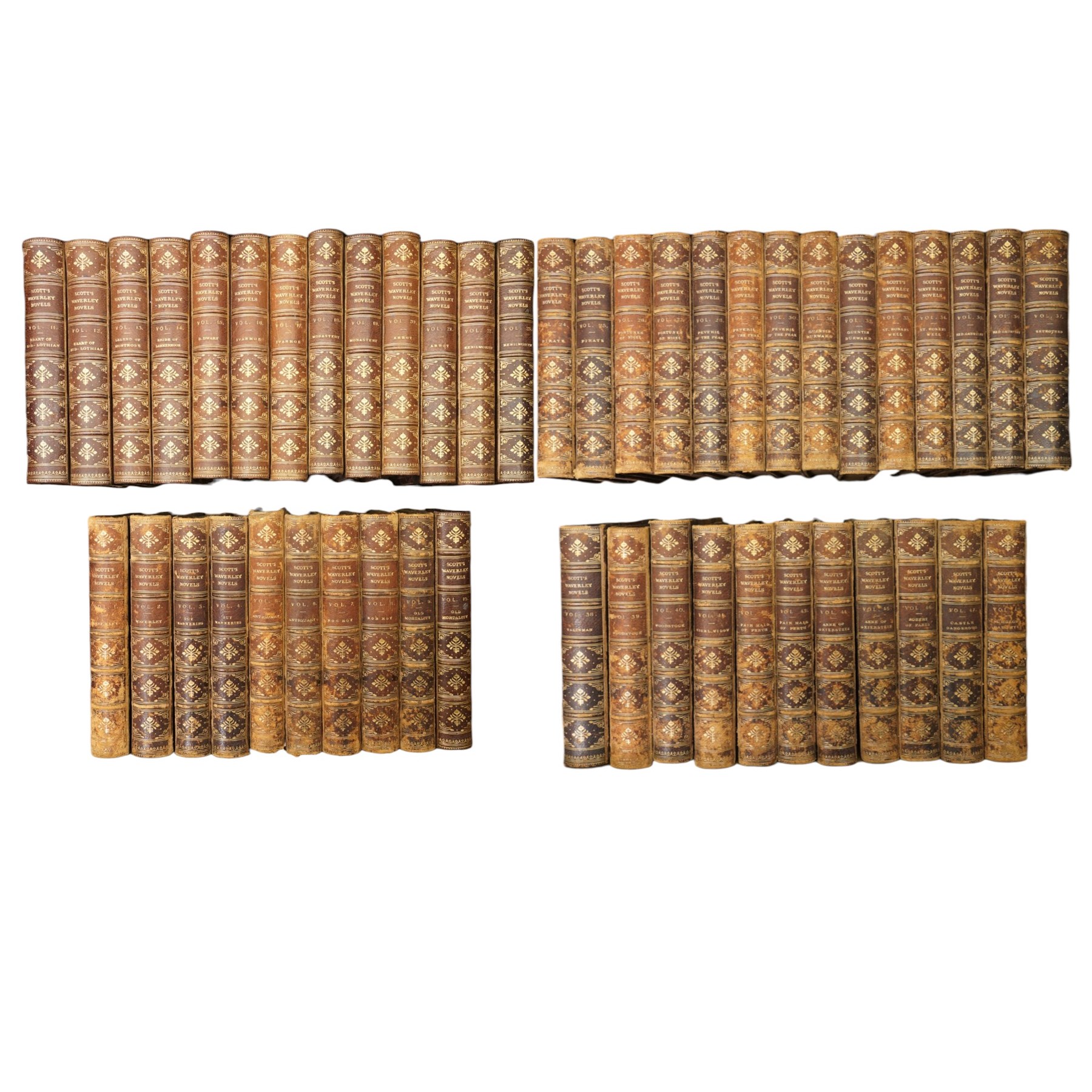 SCOTT, SIR WALTER -  THE WAVERLEY NOVELS, Edinburgh, Adam and Charles Black, 1877-1879. 48 volumes uniformly bound in maroon half calf with marbled boards