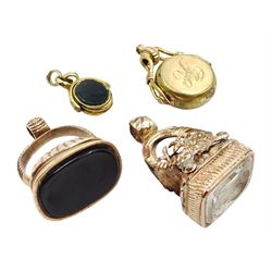 Victorian gilt crystal seal fob, engrave