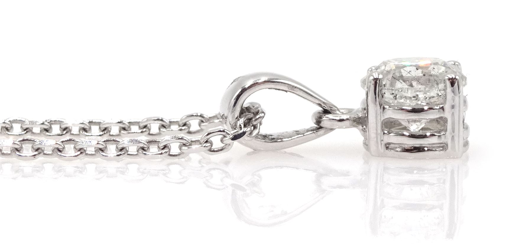 18ct white gold round brilliant cut single stone diamond pendant necklace, hallmarked, diamond approx 0.60 carat
