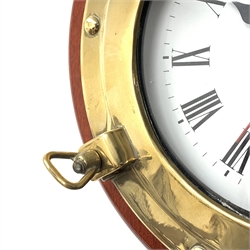 Late 20th century 'Marine' wall clock in the form of a ships porthole, powered by quartz movement, D31cm