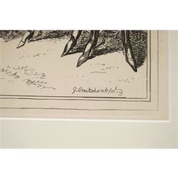 George Cruikshank (British 1792-1878): Monstrosities of 1824 and Monstrosities of 1818, pair of monochrome engravings max 24.5cm x 35cm (2)