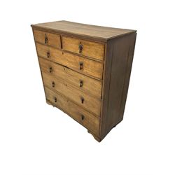 George III oak straight-front chest, reeded edge, fitted with two short and four long drawers, on bracket feet